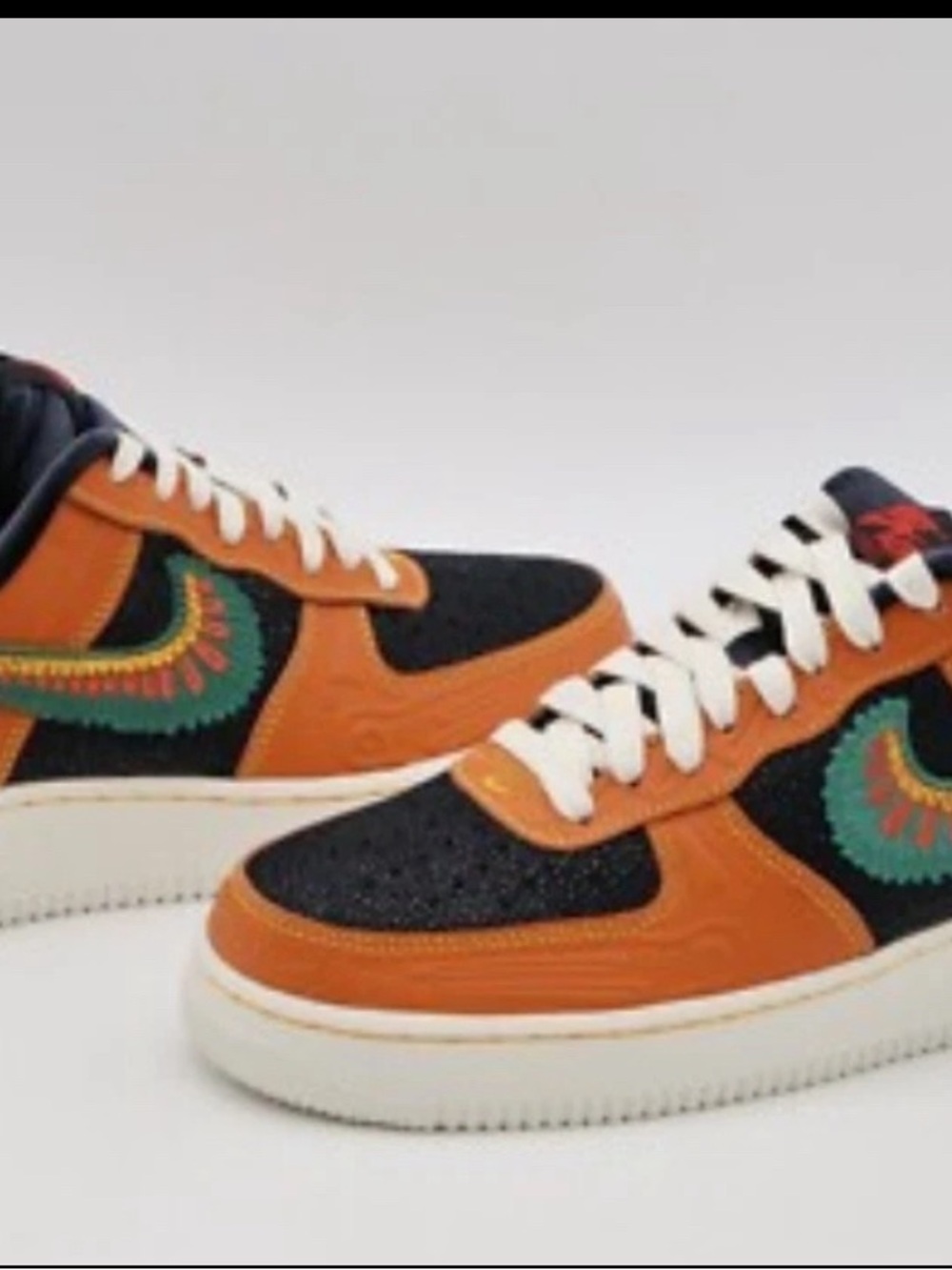 Nike Orange, Black and Teal Low-Top Athletic Sneakers